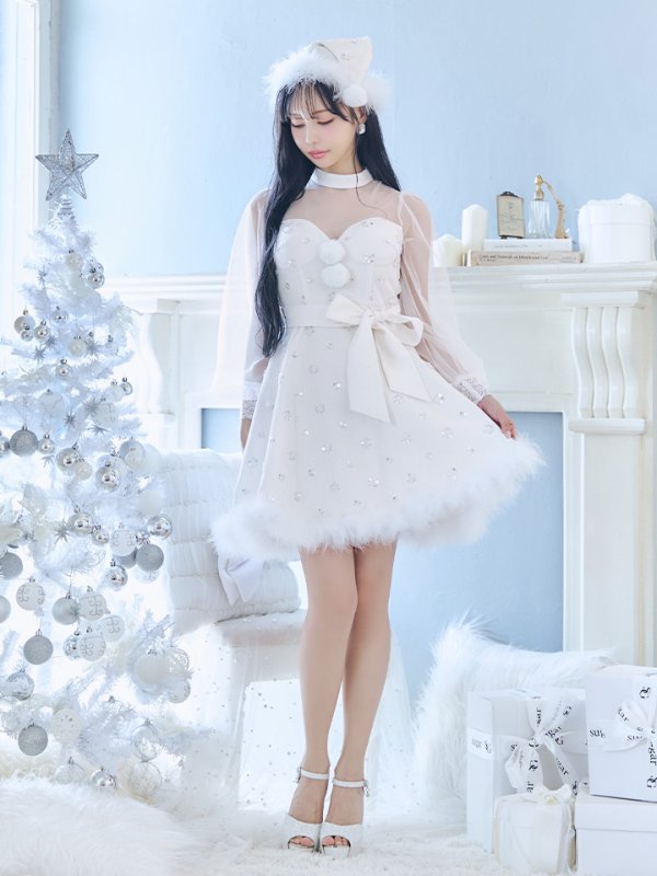 画像25: 【即日発送！】【サンタコス 4点セット】【XS-XLサイズ/1カラー】チュールロングスリーブハイネックサンタ[YMT] (25)