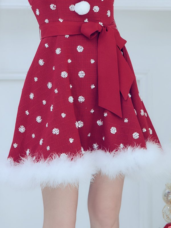 画像8: 【即日発送！】【サンタコス 4点セット】【XS-XLサイズ/1カラー】チュールロングスリーブハイネックサンタ[YMT] (8)