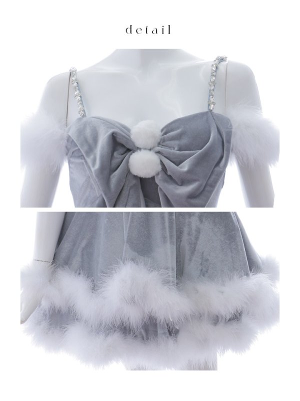 画像42: 【ノベルティ対象】【即日発送！】【サンタコス 4点セット】【XS-Lサイズ/4カラー】フロントビッグリボンオフショルフレアサンタ[YMT] (42)