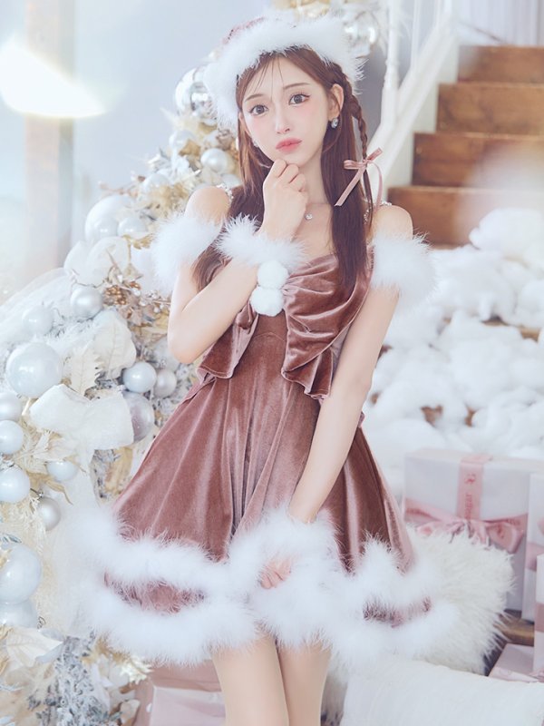 画像21: 【ノベルティ対象】【即日発送！】【サンタコス 4点セット】【XS-Lサイズ/4カラー】フロントビッグリボンオフショルフレアサンタ[YMT] (21)