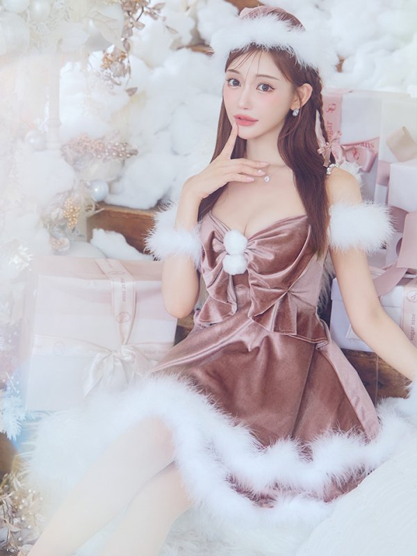 画像24: 【ノベルティ対象】【即日発送！】【サンタコス 4点セット】【XS-Lサイズ/4カラー】フロントビッグリボンオフショルフレアサンタ[YMT] (24)