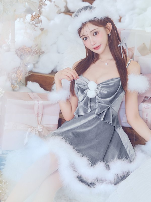 画像35: 【ノベルティ対象】【即日発送！】【サンタコス 4点セット】【XS-Lサイズ/4カラー】フロントビッグリボンオフショルフレアサンタ[YMT] (35)