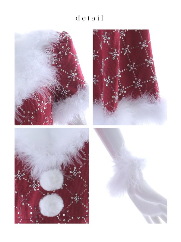 画像13: 【SALE!】【サンタコス 4点セット】【XS-Lサイズ/2カラー】ビジューフレアスカートサンタコスプレ[YMT] (13)