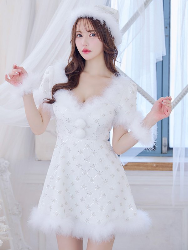 画像3: 【サンタSALE!!】【サンタコス 4点セット】【XS-Lサイズ/1カラー】ビジューフレアスカートサンタコスプレ[HC03] (3)