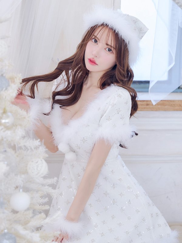 画像8: 【サンタSALE!!】【サンタコス 4点セット】【XS-Lサイズ/1カラー】ビジューフレアスカートサンタコスプレ[HC03] (8)