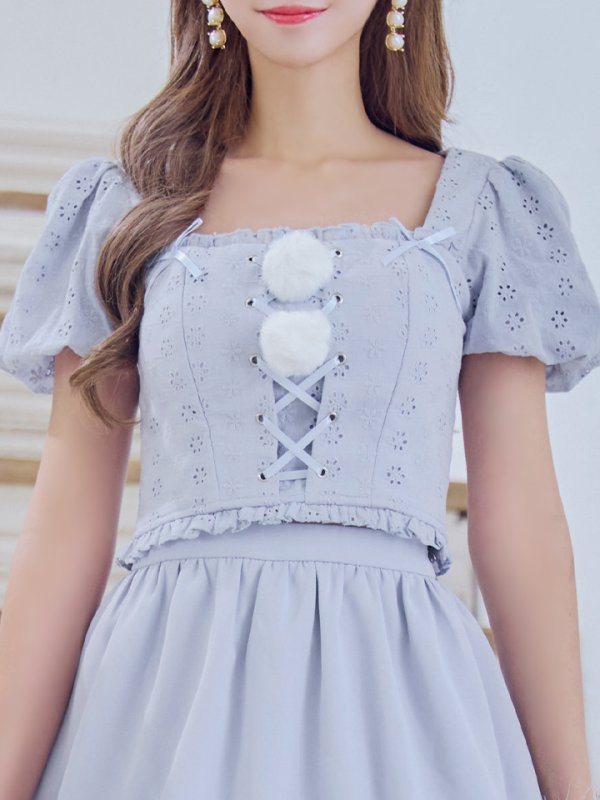 画像15: 【ノベルティ対象】【即日発送！】【サンタコス 5点セット】【S-Lサイズ/1カラー】セットアップリボンサンタコスプレ[YMT] (15)