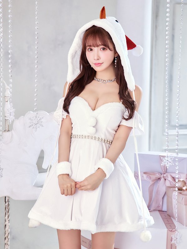 画像8: 【即日発送！】【サンタコス 4点セット】【XS-XLサイズ/1カラー】雪だるまオフショルフレアスカートコスプレ[OF04] (8)