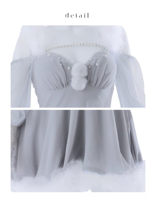 画像37: 【ノベルティ対象】【即日発送】【サンタコス 3点セット】【XS-XLサイズ/2カラー】シアーチュールオフショルダーサンタコスプレ[YMT] (37)