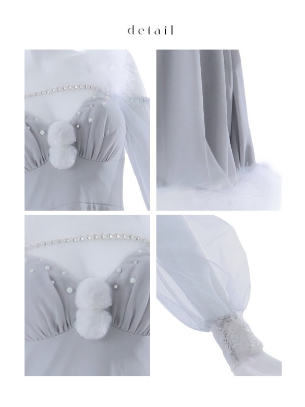 画像38: 【ノベルティ対象】【即日発送】【サンタコス 3点セット】【XS-XLサイズ/2カラー】シアーチュールオフショルダーサンタコスプレ[YMT] (38)