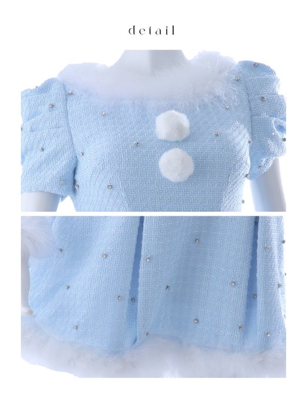 画像45: 【ノベルティ対象】【即日発送！】【サンタコス 4点セット】【XS-XLサイズ/3カラー】ツイードビジュープリーツスカートサンタコスプレ[YMT] (45)