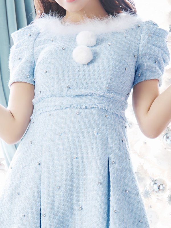 画像12: 【ノベルティ対象】【即日発送！】【サンタコス 4点セット】【XS-XLサイズ/3カラー】ツイードビジュープリーツスカートサンタコスプレ[YMT] (12)