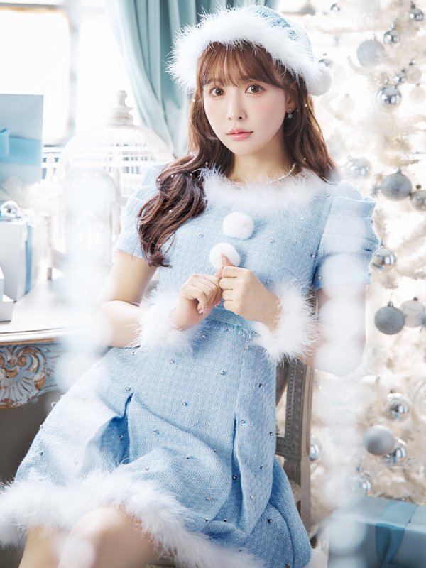 画像18: 【ノベルティ対象】【即日発送！】【サンタコス 4点セット】【XS-XLサイズ/3カラー】ツイードビジュープリーツスカートサンタコスプレ[YMT] (18)