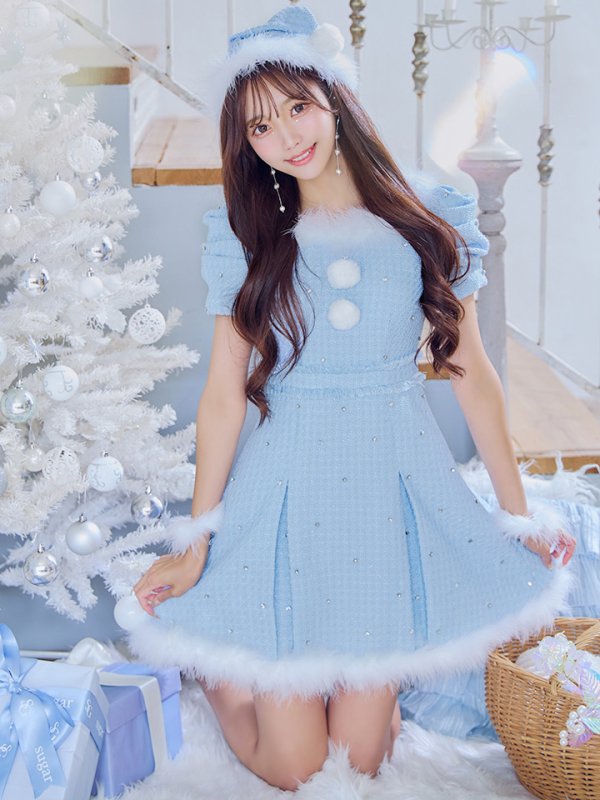 画像37: 【ノベルティ対象】【即日発送！】【サンタコス 4点セット】【XS-XLサイズ/3カラー】ツイードビジュープリーツスカートサンタコスプレ[YMT] (37)