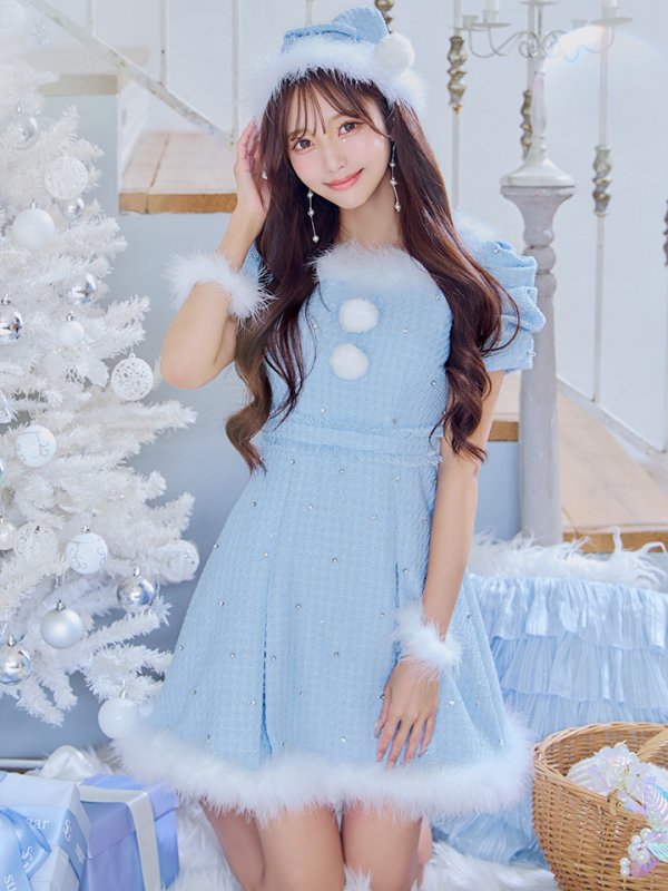 画像33: 【ノベルティ対象】【即日発送！】【サンタコス 4点セット】【XS-XLサイズ/3カラー】ツイードビジュープリーツスカートサンタコスプレ[YMT] (33)