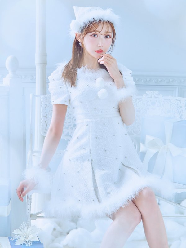 画像11: 【ノベルティ対象】【即日発送！】【サンタコス 4点セット】【XS-XLサイズ/3カラー】ツイードビジュープリーツスカートサンタコスプレ[YMT] (11)