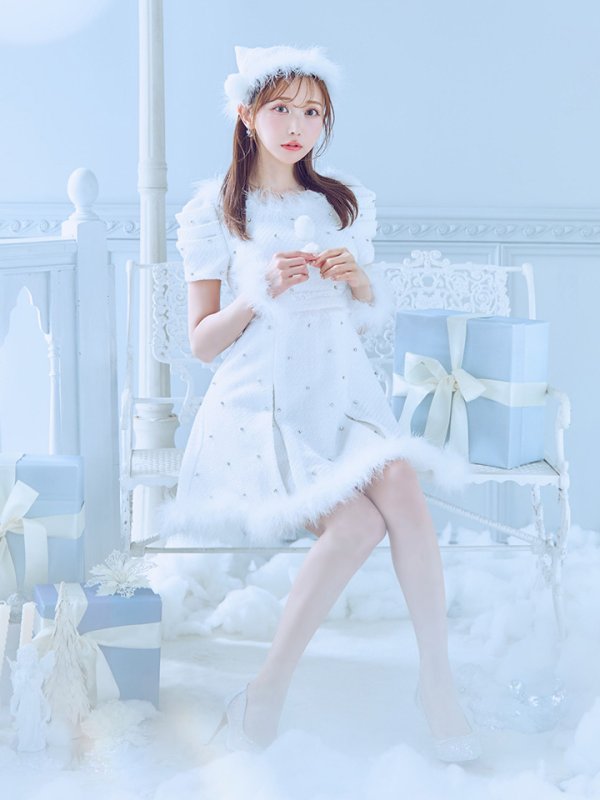 画像13: 【ノベルティ対象】【即日発送！】【サンタコス 4点セット】【XS-XLサイズ/3カラー】ツイードビジュープリーツスカートサンタコスプレ[YMT] (13)