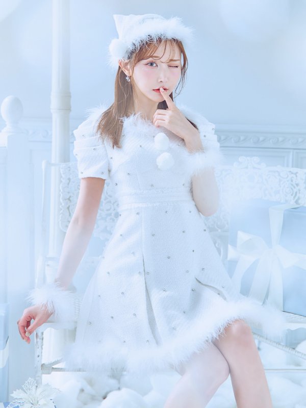 画像17: 【ノベルティ対象】【即日発送！】【サンタコス 4点セット】【XS-XLサイズ/3カラー】ツイードビジュープリーツスカートサンタコスプレ[YMT] (17)