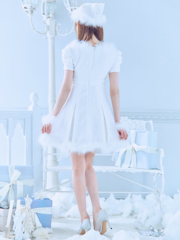 画像5: 【ノベルティ対象】【即日発送！】【サンタコス 4点セット】【XS-XLサイズ/3カラー】ツイードビジュープリーツスカートサンタコスプレ[YMT] (5)