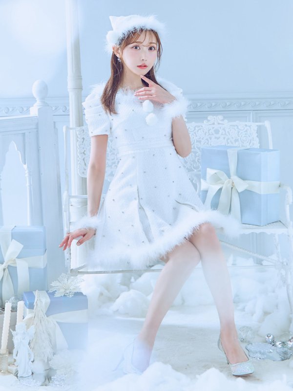 画像29: 【ノベルティ対象】【即日発送！】【サンタコス 4点セット】【XS-XLサイズ/3カラー】ツイードビジュープリーツスカートサンタコスプレ[YMT] (29)