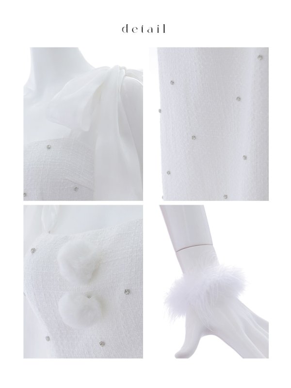 画像45: 【即日発送！】【サンタコス 4点セット】【S-Lサイズ/2カラー】リボンショルダーツイードビジューミディアムサンタコスプレ[YMT] (45)