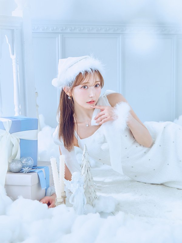 画像17: 【即日発送！】【サンタコス 4点セット】【S-Lサイズ/2カラー】リボンショルダーツイードビジューミディアムサンタコスプレ[YMT] (17)