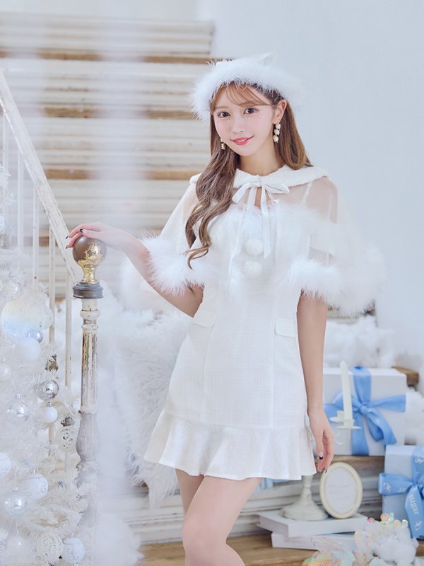 画像16: 【即日発送】【サンタコス 5点セット】【S-Lサイズ/1カラー】ポンチョ付きベアトップマーメイドスカートサンタコスプレ[OF04] (16)