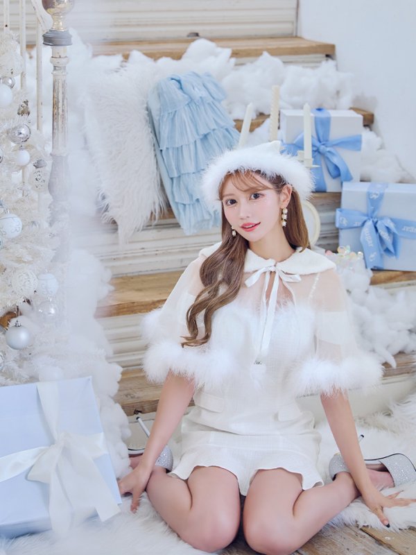 画像11: 【即日発送】【サンタコス 5点セット】【S-Lサイズ/1カラー】ポンチョ付きベアトップマーメイドスカートサンタコスプレ[OF04] (11)