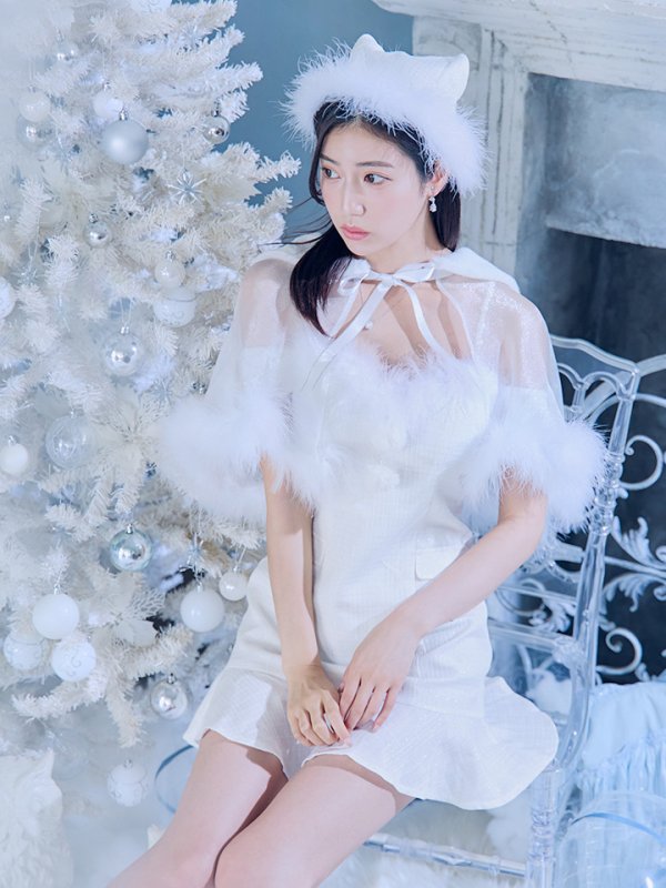 画像22: 【即日発送】【サンタコス 5点セット】【S-Lサイズ/1カラー】ポンチョ付きベアトップマーメイドスカートサンタコスプレ[OF04] (22)