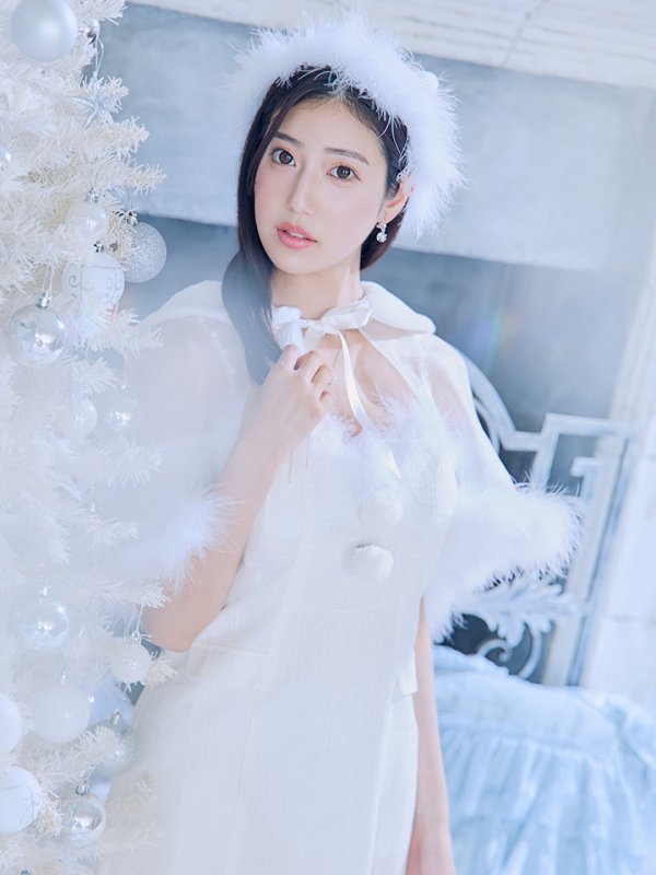 画像5: 【即日発送】【サンタコス 5点セット】【S-Lサイズ/1カラー】ポンチョ付きベアトップマーメイドスカートサンタコスプレ[OF04] (5)