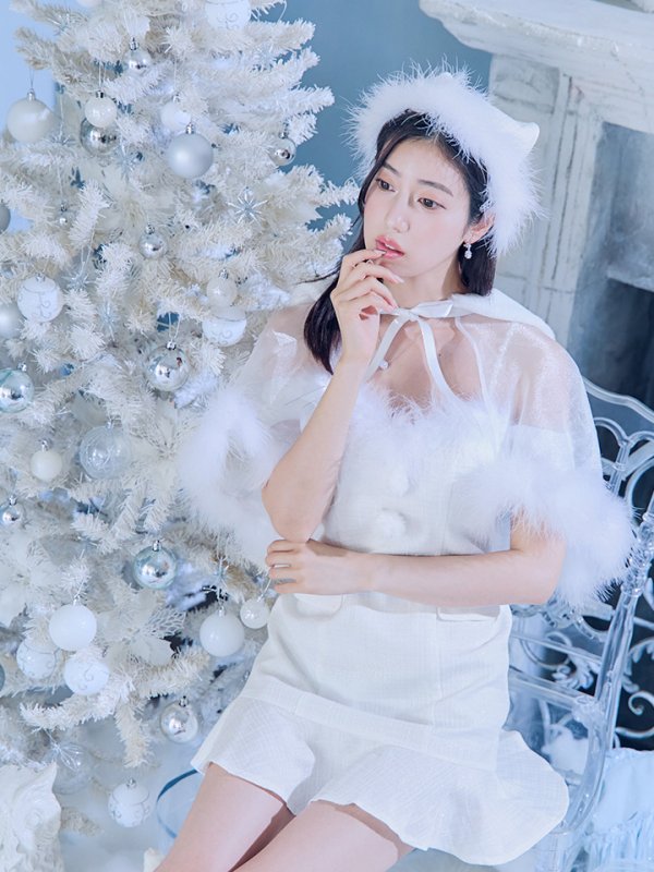 画像35: 【即日発送】【サンタコス 5点セット】【S-Lサイズ/1カラー】ポンチョ付きベアトップマーメイドスカートサンタコスプレ[OF04] (35)