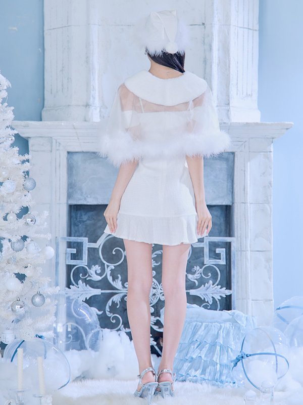 画像8: 【即日発送】【サンタコス 5点セット】【S-Lサイズ/1カラー】ポンチョ付きベアトップマーメイドスカートサンタコスプレ[OF04] (8)