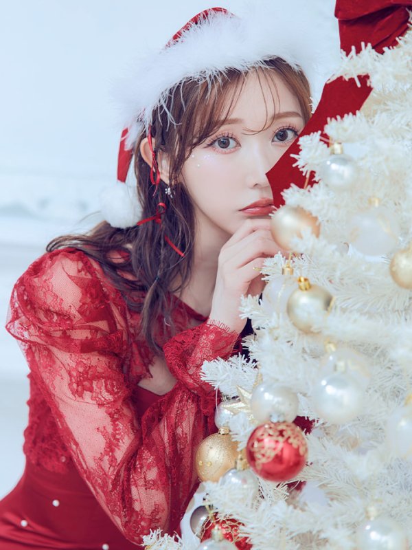 画像15: 【即日発送！】【サンタコス 4点セット】【S-Lサイズ/1カラー】レーストップスミディアムビジューサンタコスプレ[YMT] (15)