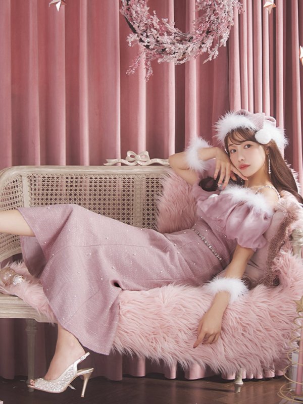 画像3: 【サンタセール！】【サンタコス4点セット】【S-Lサイズ/1カラー】オーガンジーオフショルダーサンタコスプレ[YMT] (3)