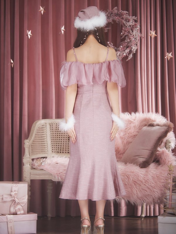 画像5: 【サンタセール！】【サンタコス4点セット】【S-Lサイズ/1カラー】オーガンジーオフショルダーサンタコスプレ[YMT] (5)