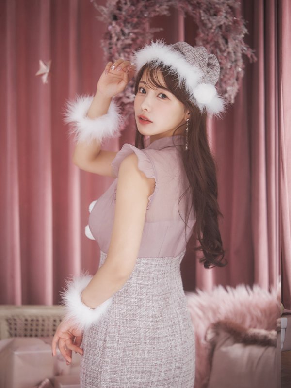 画像16: 【サンタセール！】【サンタコス 4点セット】【S-Lサイズ/1カラー】シースルーツイードサンタコスプレ[YMT] (16)