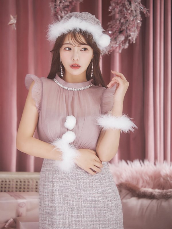 画像17: 【サンタセール！】【サンタコス 4点セット】【S-Lサイズ/1カラー】シースルーツイードサンタコスプレ[YMT] (17)