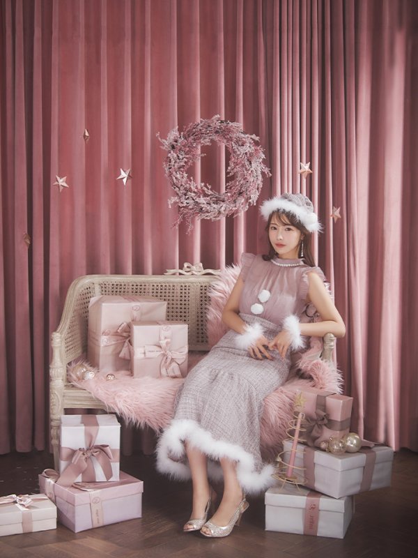 画像8: 【サンタセール！】【サンタコス 4点セット】【S-Lサイズ/1カラー】シースルーツイードサンタコスプレ[YMT] (8)