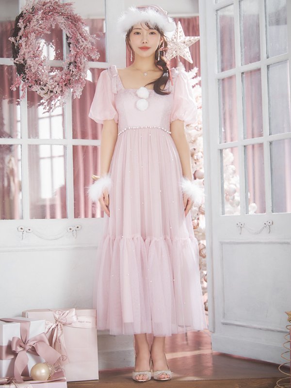 画像4: 【サンタセール！】【サンタコス4点セット】【S-Lサイズ/1カラー】ジャガードチュールサンタコスプレ[YMT] (4)