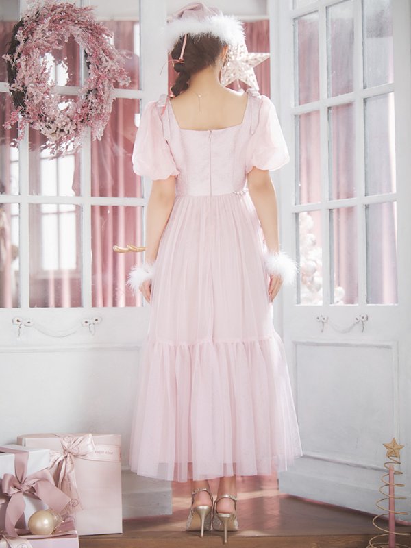 画像5: 【サンタセール！】【サンタコス4点セット】【S-Lサイズ/1カラー】ジャガードチュールサンタコスプレ[YMT] (5)