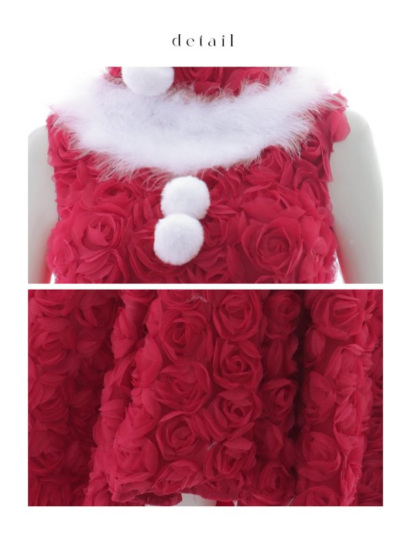 画像27: 【ノベルティ対象】【即日発送！】【サンタコス 4点セット】【S-Mサイズ/2カラー】立体ローズショートインスカートサンタコスプレ[YMT] (27)