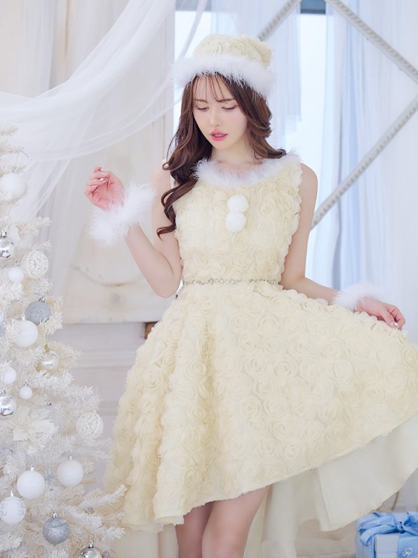 画像15: 【即日発送！】【サンタコス 4点セット】【S-Mサイズ/2カラー】立体ローズショートインスカートサンタコスプレ[YMT] (15)