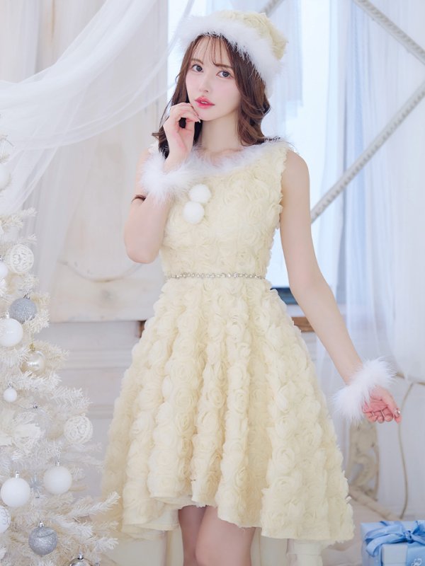 画像3: 【即日発送！】【サンタコス 4点セット】【S-Mサイズ/2カラー】立体ローズショートインスカートサンタコスプレ[YMT] (3)