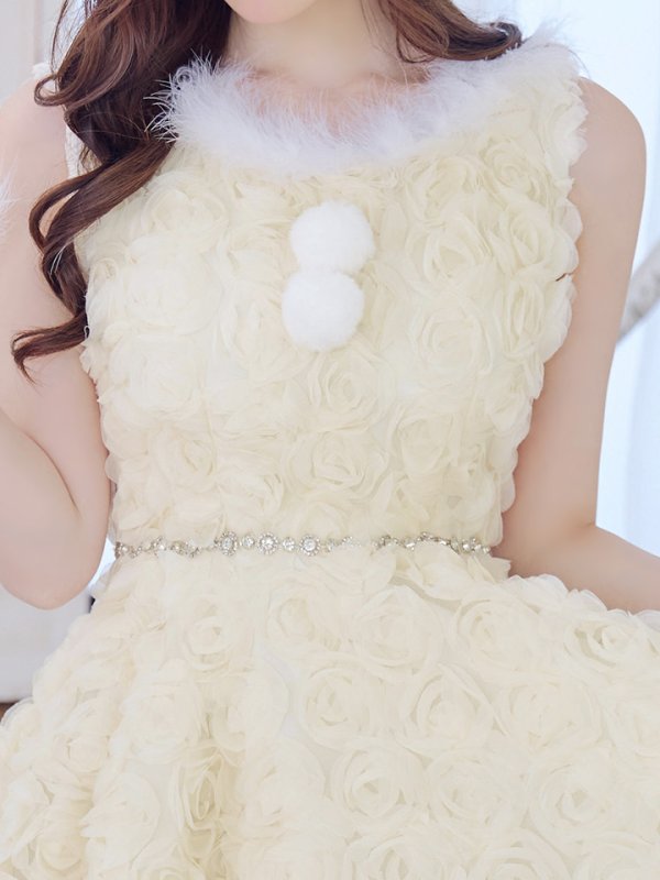 画像6: 【即日発送！】【サンタコス 4点セット】【S-Mサイズ/2カラー】立体ローズショートインスカートサンタコスプレ[YMT] (6)