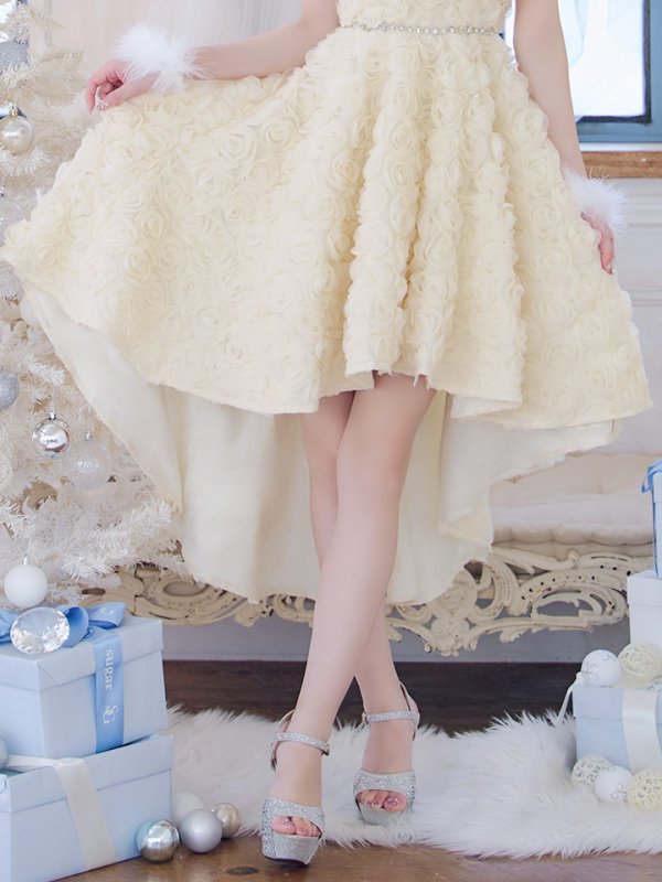 画像7: 【即日発送！】【サンタコス 4点セット】【S-Mサイズ/2カラー】立体ローズショートインスカートサンタコスプレ[YMT] (7)