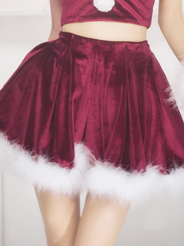 画像28: 【即日発送！】【サンタコス 6点セット】【S-Mサイズ/2カラー】シンプルベロアフレアセットアップサンタ[OF04] (28)