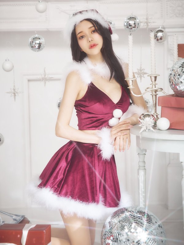 画像23: 【即日発送！】【サンタコス 6点セット】【S-Mサイズ/2カラー】シンプルベロアフレアセットアップサンタ[OF04] (23)