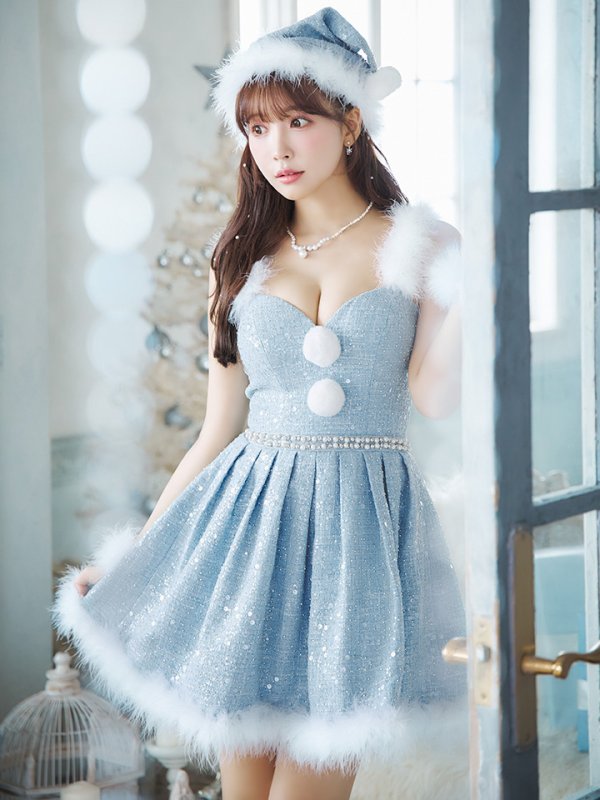 画像27: 【一部予約商品/11月中旬発送予定】【サンタコス 4点セット】【XS-XLサイズ/3カラー】ラメツイードミニワンピースサンタ[YMT] (27)