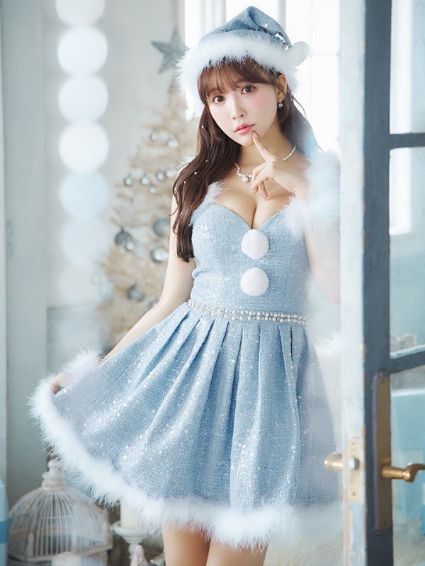 画像18: 【一部予約商品/11月中旬発送予定】【サンタコス 4点セット】【XS-XLサイズ/3カラー】ラメツイードミニワンピースサンタ[YMT] (18)