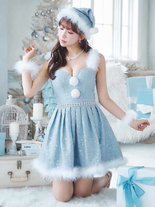 画像20: 【一部予約商品/11月中旬発送予定】【サンタコス 4点セット】【XS-XLサイズ/3カラー】ラメツイードミニワンピースサンタ[YMT] (20)