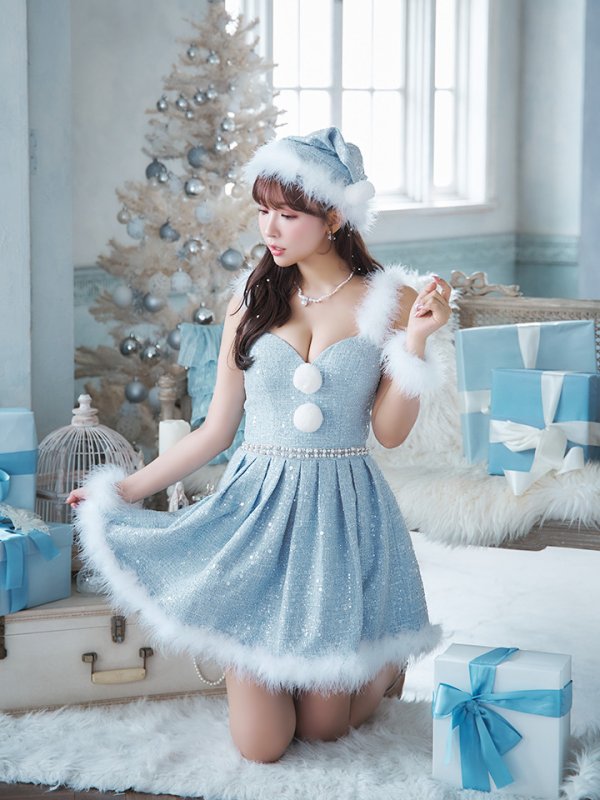 画像33: 【一部予約商品/11月中旬発送予定】【サンタコス 4点セット】【XS-XLサイズ/3カラー】ラメツイードミニワンピースサンタ[YMT] (33)